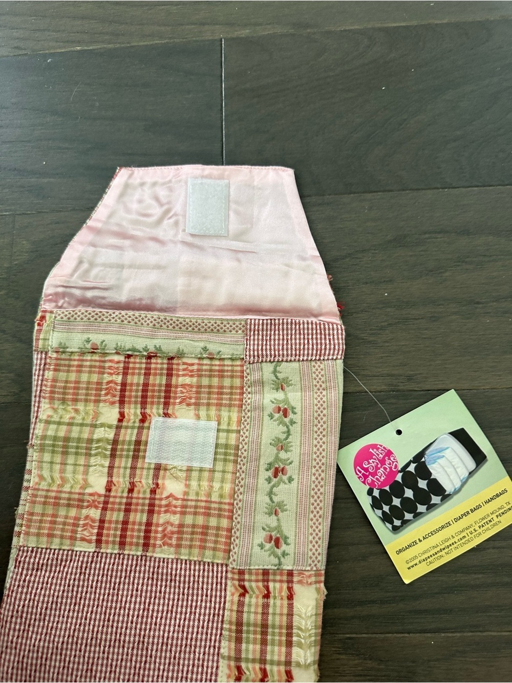Diapees & Wipees Patchwork Red and Cream diaper and wipes Pouch